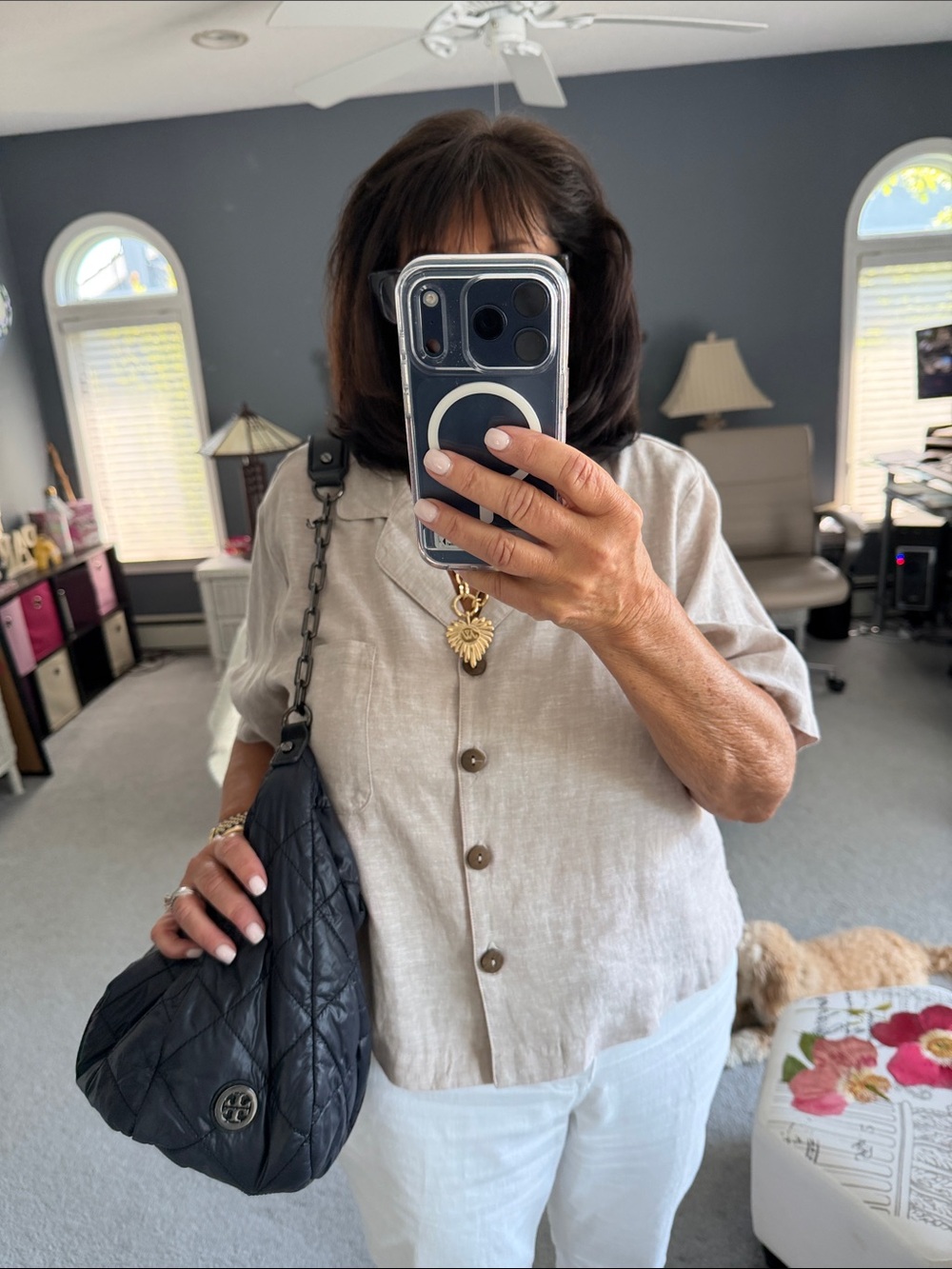 Tory Burch Black Quilted Shoulder Bag with Chain Strap